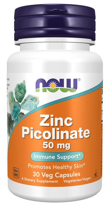 NOW Supplements, Zinc Picolinate 50 mg, Immune Support*, 30 Veg Caps