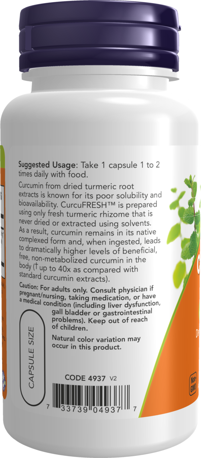NOW Supplements, CurcuFRESH™ Curcumin, from Turmeric Juice, 60 Veg Caps