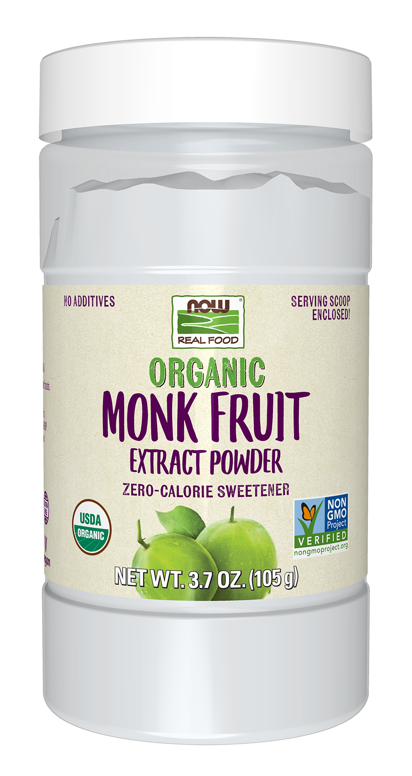NOW Foods, Organic Monk Fruit Extract Powder, Zero-Calorie, 3.7 oz