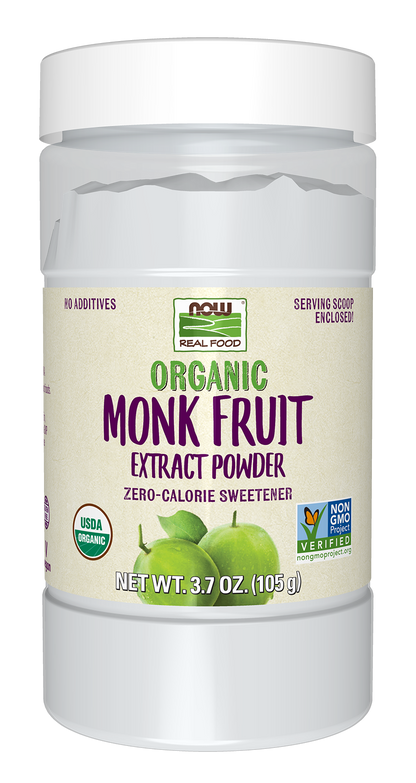 NOW Foods, Organic Monk Fruit Extract Powder, Zero-Calorie, 3.7 oz