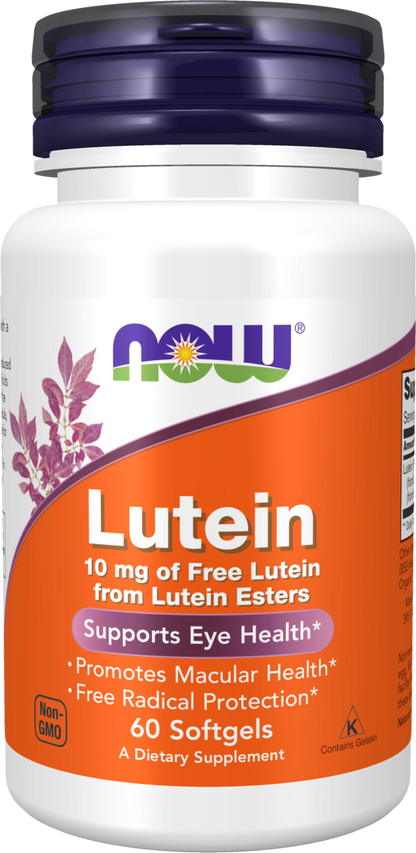 NOW Supplements, Lutein with 10 mg of Free Lutein, 60 Softgels
