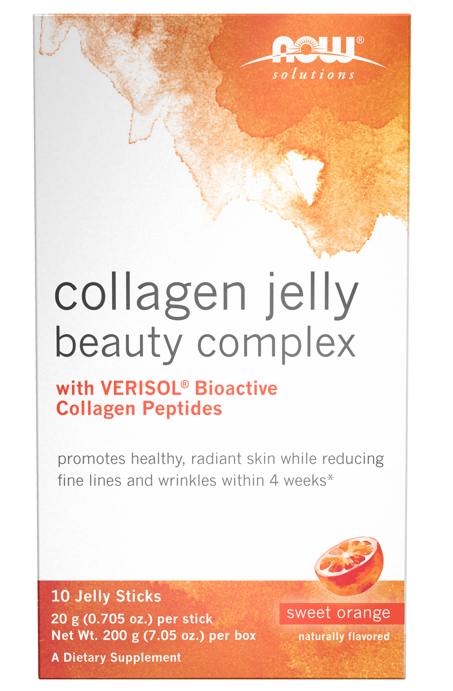 NOW Solutions, Collagen Jelly Beauty Complex, Orange, 10 Jelly Sticks