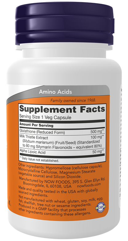 NOW Supplements, Glutathione 500 mg, Detoxification Support*, 30 Veg Caps