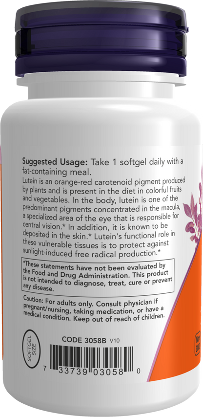 NOW Supplements, Lutein with 10 mg of Free Lutein, 60 Softgels