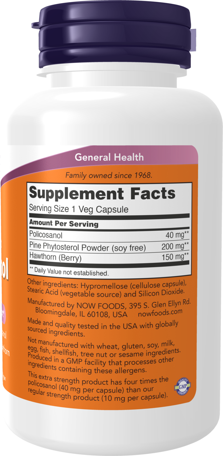 NOW Supplements, Policosanol 40 mg with Pine Plant Sterols, 90 Veg Caps