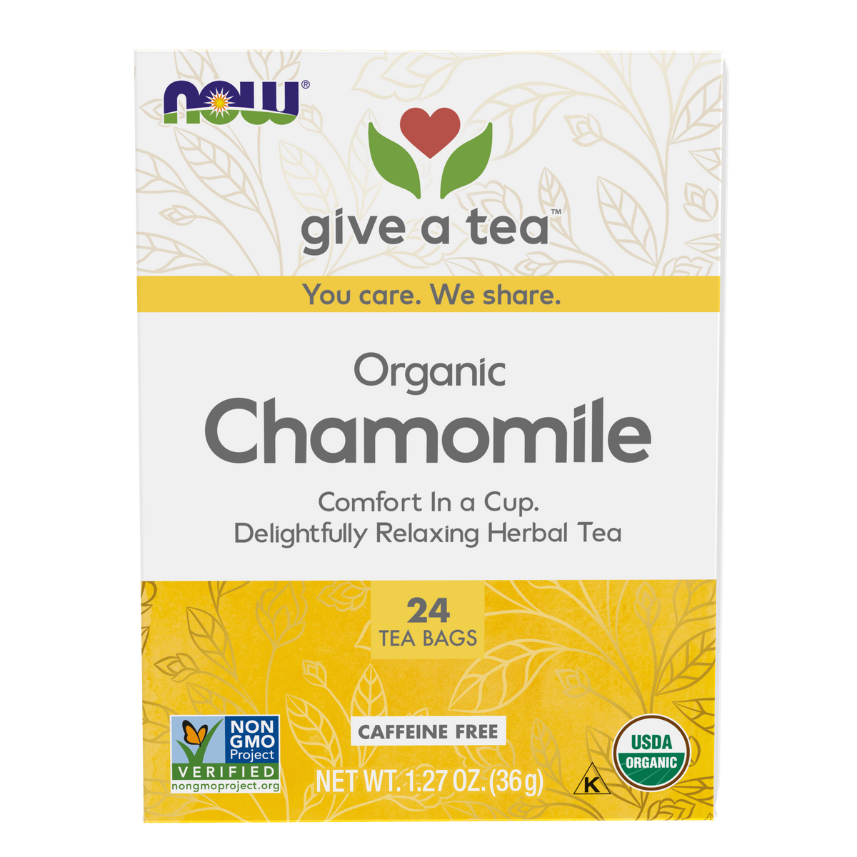 NOW Foods, Give a Tea®  Organic Chamomile Tea, Comforting, 24 bags