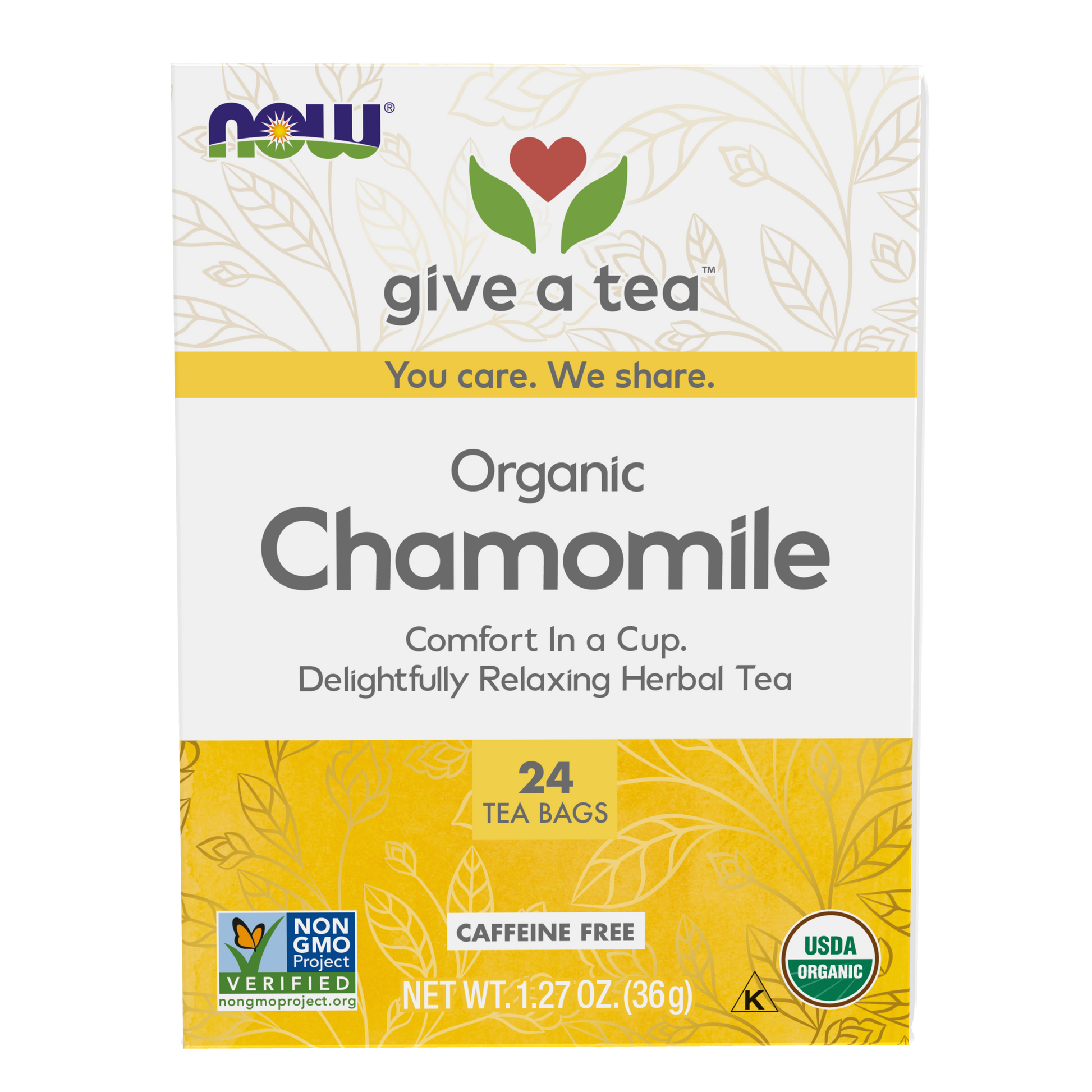 NOW Foods, Give a Tea®  Organic Chamomile Tea, Comforting, 24 bags