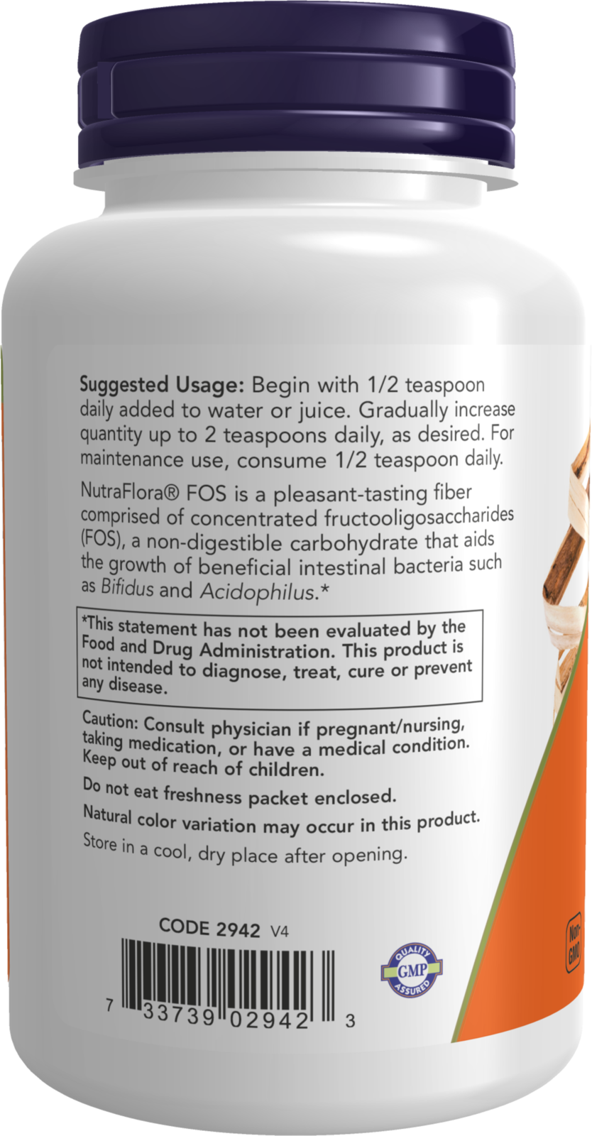 NOW Supplements, NutraFlora FOS Pure Powder, Prebiotic Fiber, 4 oz