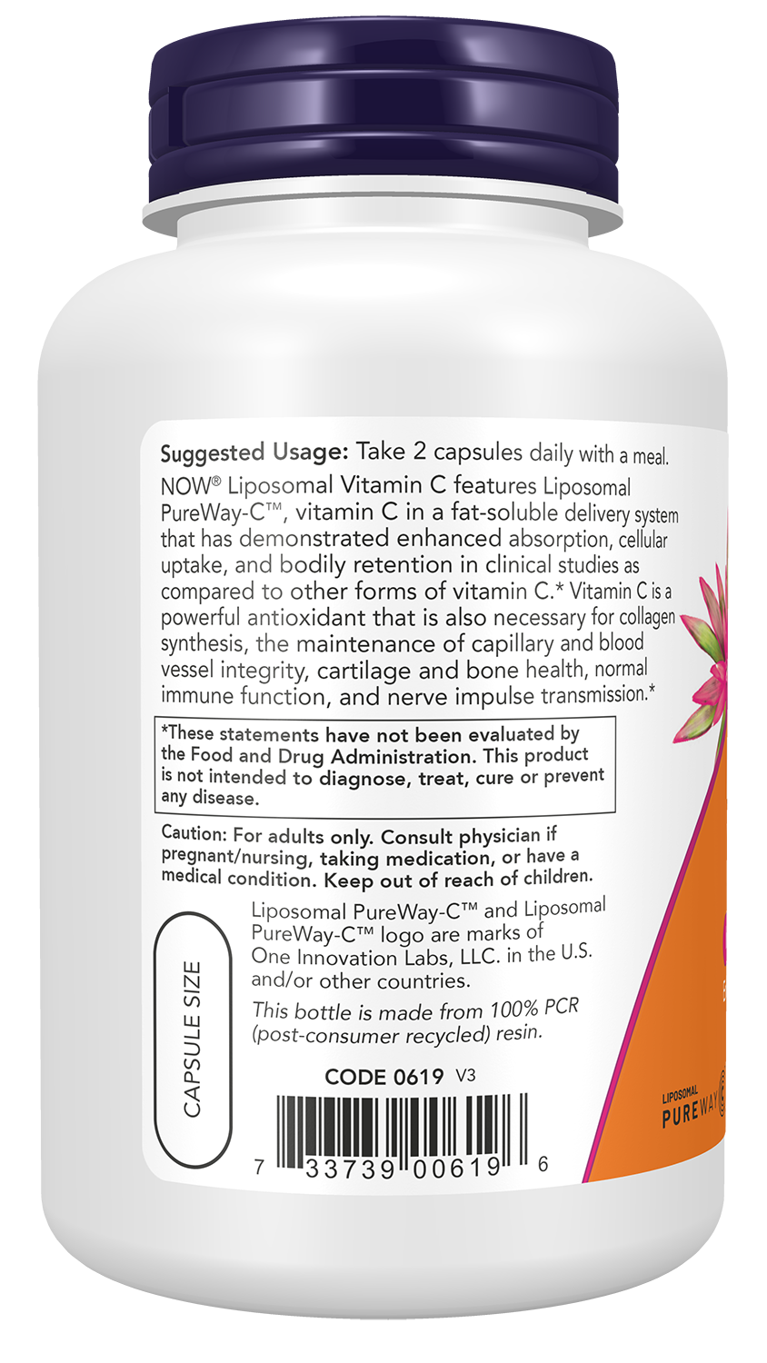 NOW Supplements, Liposomal Vitamin C, Immune Support*, 120 Veg Caps