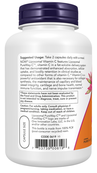 NOW Supplements, Liposomal Vitamin C, Immune Support*, 120 Veg Caps