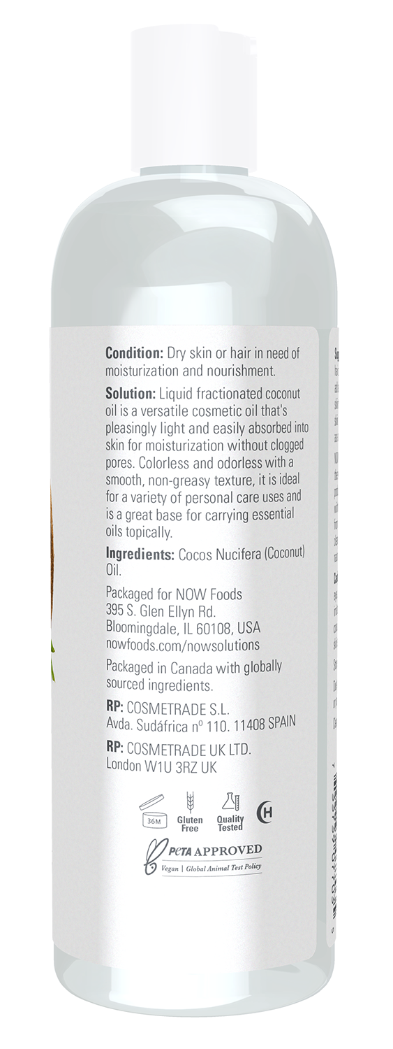 NOW Solutions, Liquid Coconut Oil, Light and Nourishing, 16 fl. oz