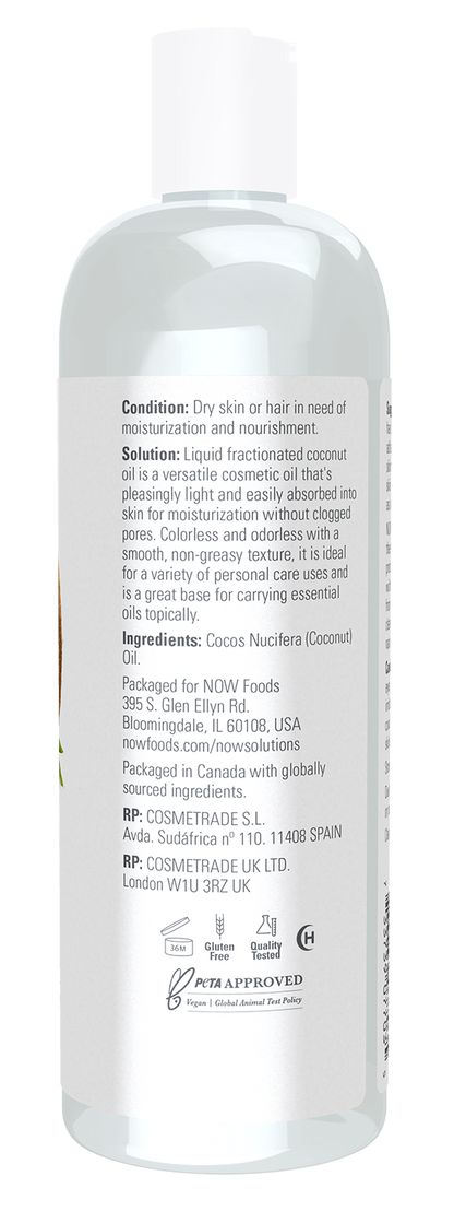 NOW Solutions, Liquid Coconut Oil, Light and Nourishing, 16 fl. oz
