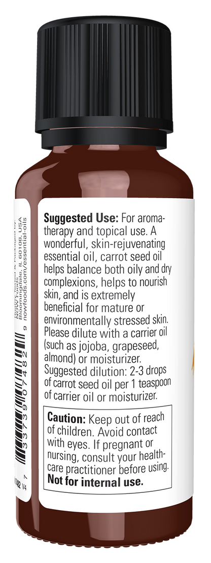 NOW Essential Oils, Carrot Seed Oil, Undiluted, Steam Distilled, 1 fl. oz