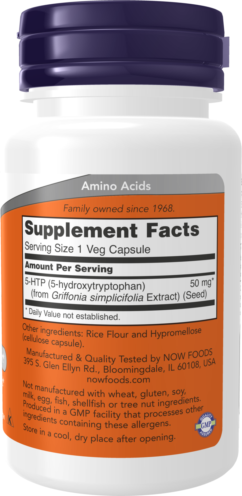 NOW Supplements, 5-HTP (5-hydroxytryptophan) 50 mg, 30 Veg Caps