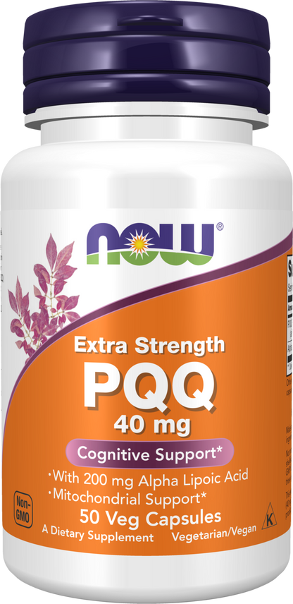 NOW Supplements, PQQ 40 mg with 200 mg Alpha Lipoic Acid, 50 Veg Caps
