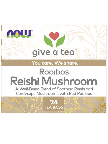 NOW Give a Tea® Rooibos Reishi Mushroom Tea, Caffeine-Free, 24 bags