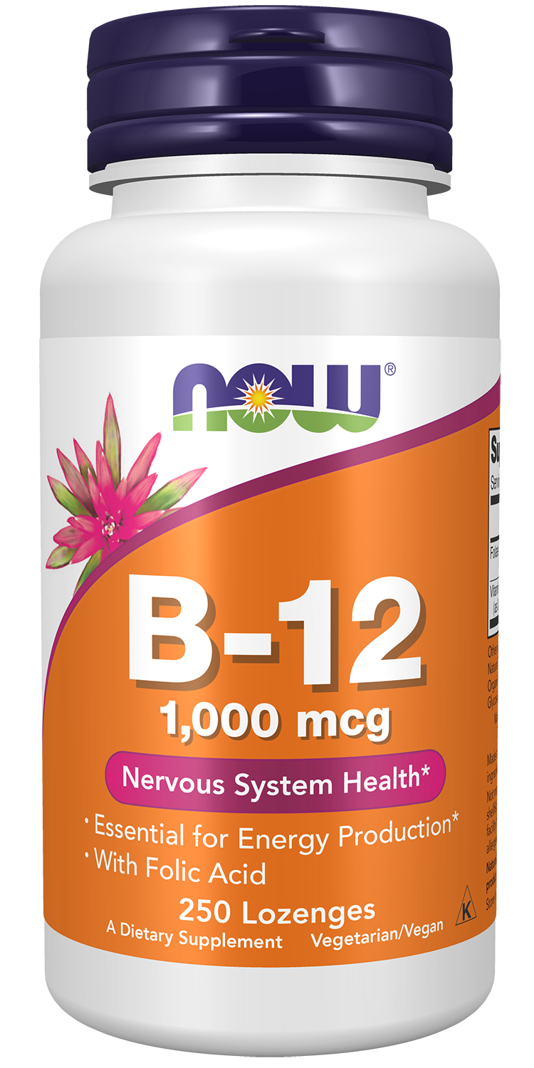 NOW Supplements, Vitamin B-12 1,000 mcg w Folic Acid, 250 Chewable Lozenges