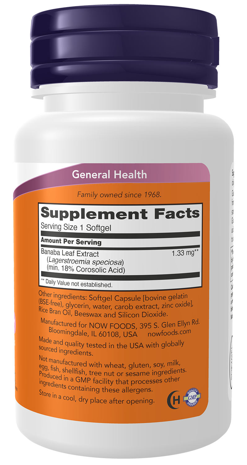 NOW Supplements, GlucoFit® with 18% Corosolic Acid, 60 Softgels