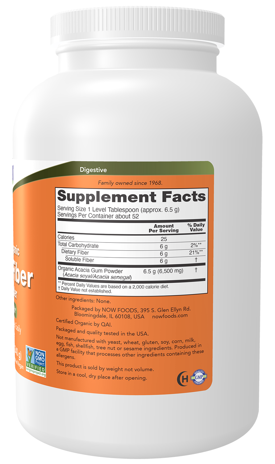 NOW Supplements, Organic Acacia Powder, Highly Soluble, 12 oz