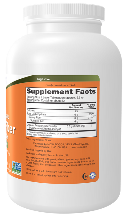 NOW Supplements, Organic Acacia Powder, Highly Soluble, 12 oz