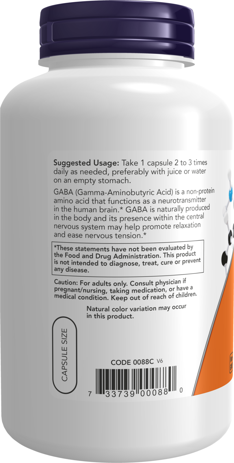 NOW Supplements, GABA 500 mg + B-6, Cognitive Support*, 200 Veg Caps