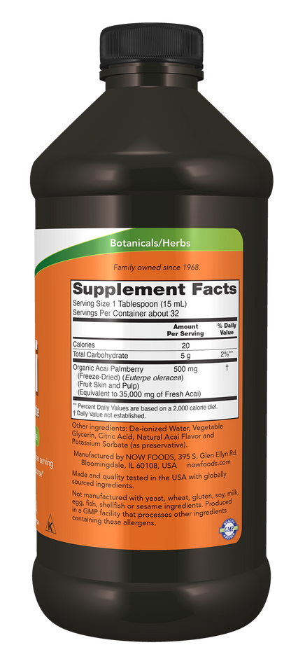 NOW Supplements, Acai Liquid, Super Fruit Concentrate, 16 fl. oz
