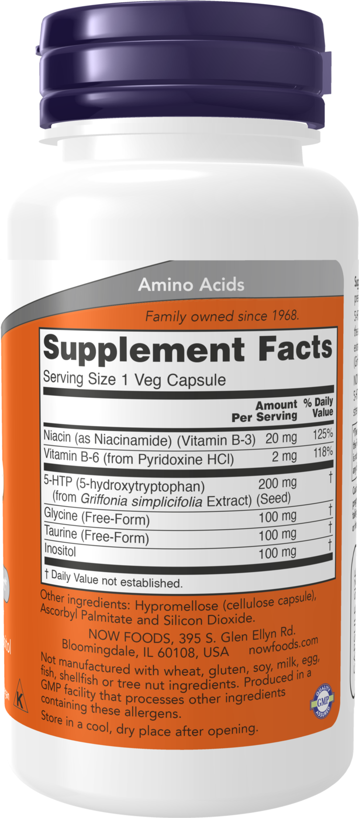 NOW Supplements, 5-HTP (5-hydroxytryptophan) 200 mg, 60 Veg Caps