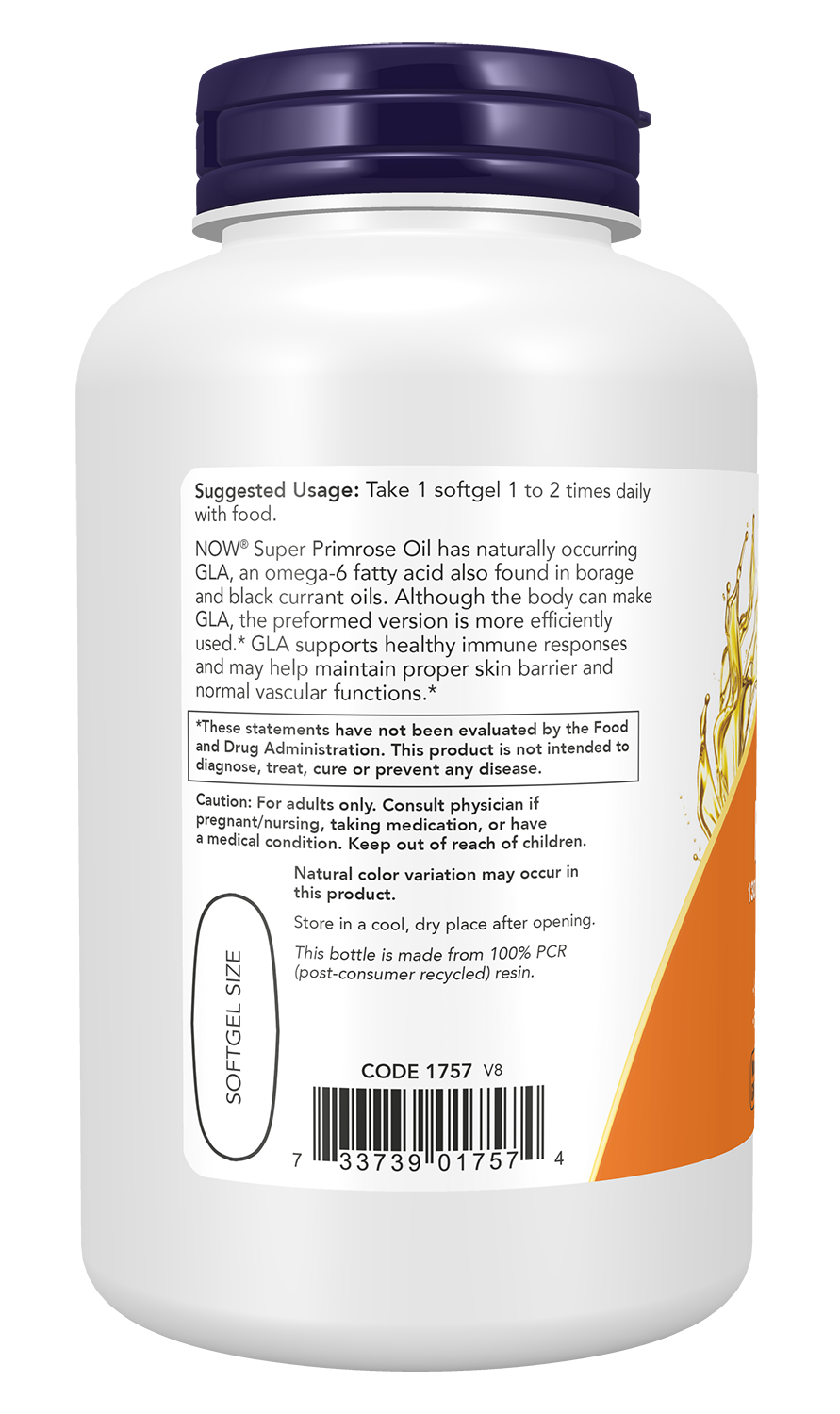 NOW Supplements, Super Primrose 1300 mg with GLA, 120 Softgels