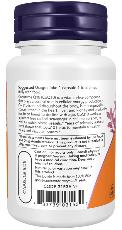 NOW Supplements, CoQ10 60 mg, Pharmaceutical Grade, 60 Veg Caps