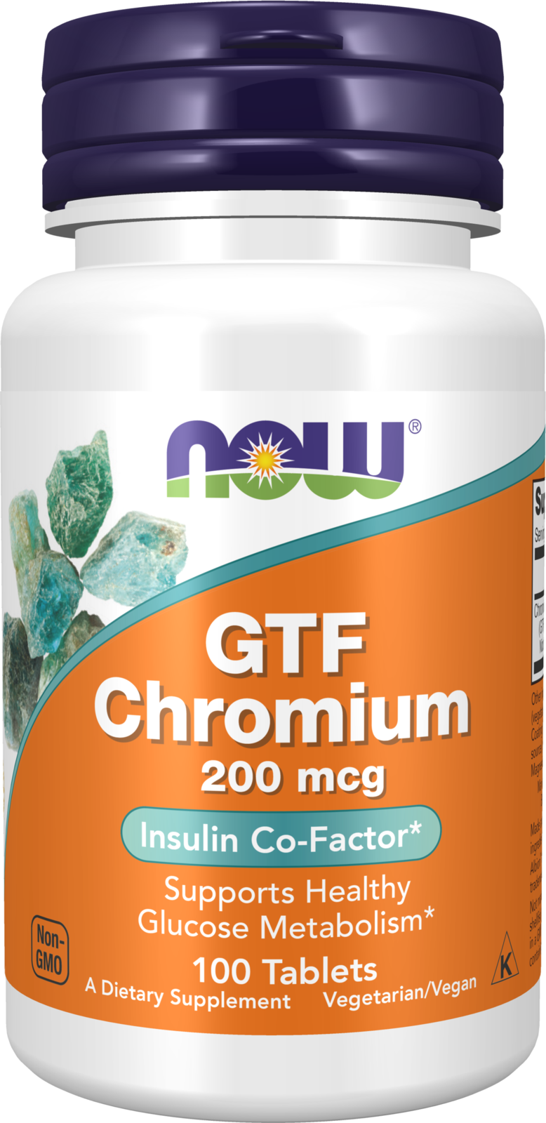 NOW Supplements, GTF (Glucose Tolerance Factor) Chromium 200 mcg, 100 Tabs
