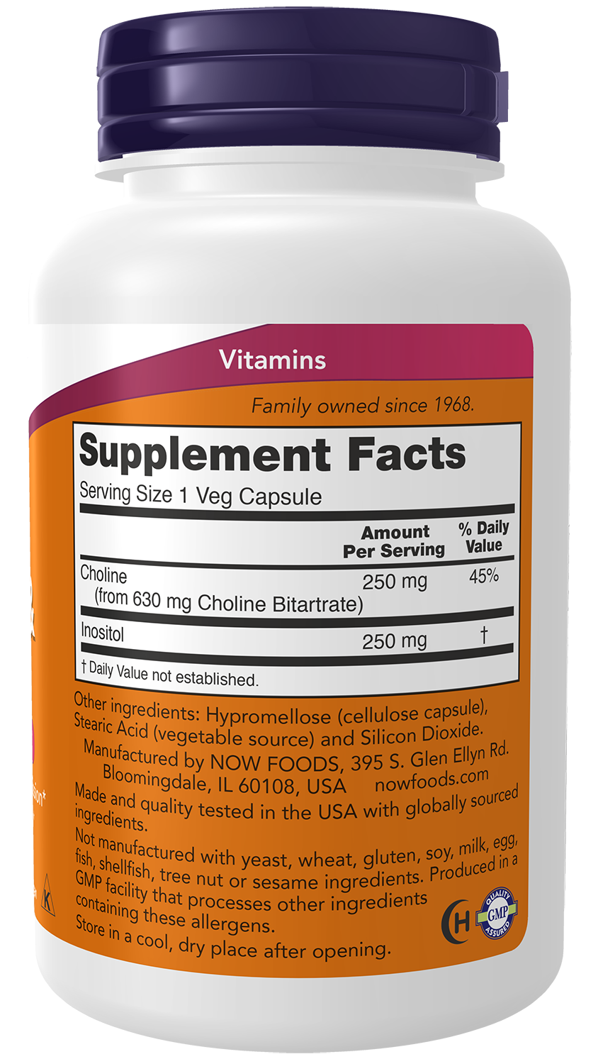 NOW Supplements, Choline & Inositol, Nervous System Health*, 100 Caps