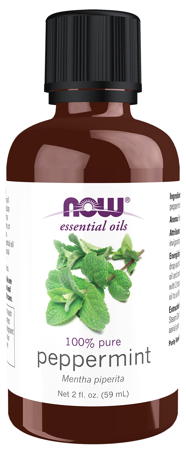 NOW Essential Oils, Peppermint Oil, Steam Distilled, Undiluted, 2 fl. oz