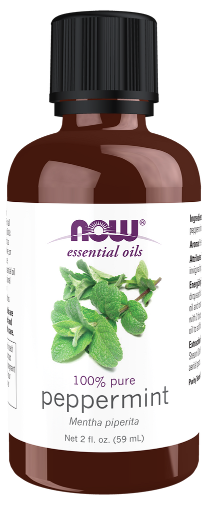 NOW Essential Oils, Peppermint Oil, Steam Distilled, Undiluted, 2 fl. oz