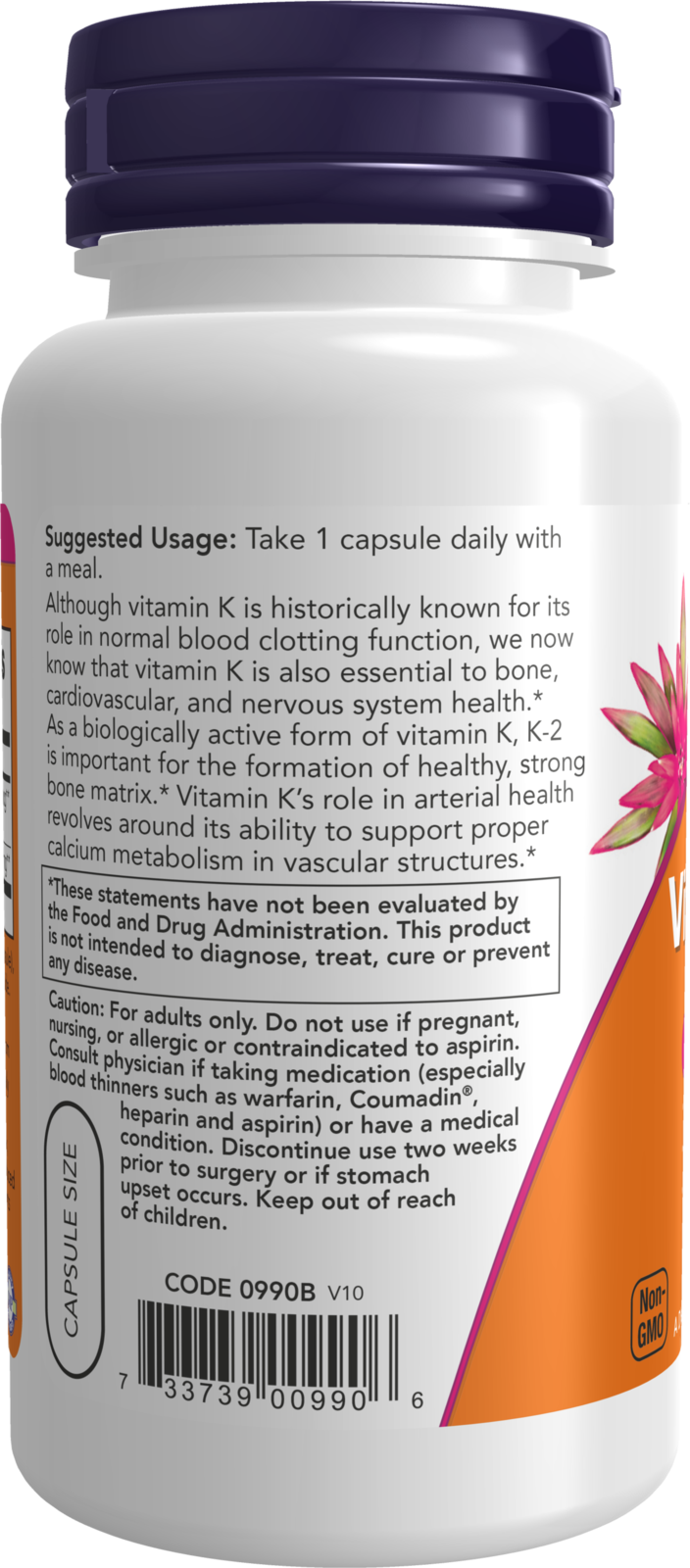 NOW Supplements, Vitamin K-2 100 mcg, Menaquinone-4 (MK-4), 100 Veg Caps