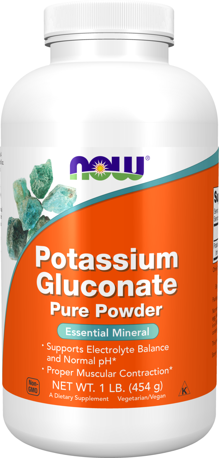 NOW Supplements, Potassium Gluconate Pure Powder 175 mg, 1-lb