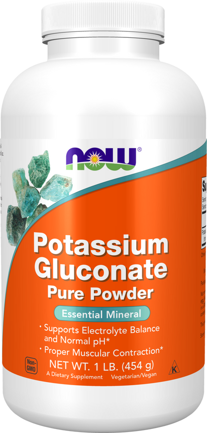 NOW Supplements, Potassium Gluconate Pure Powder 175 mg, 1-lb