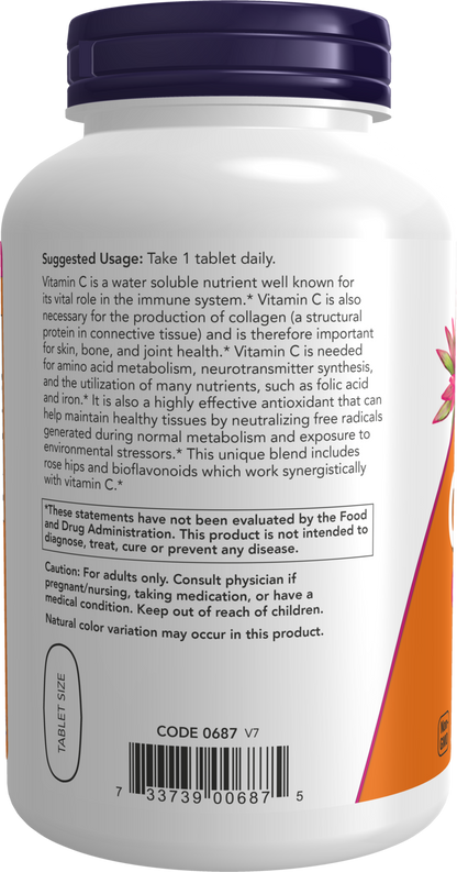 NOW Supplements, Vitamin C-1,000 with Rose Hips & Bioflavonoids, 250 Tabs
