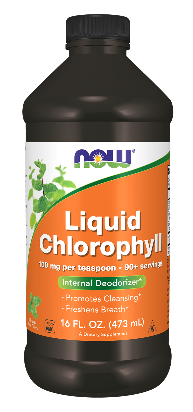 NOW Supplements, Liquid Chlorophyll, 100 mg per teaspoon Mint Flavor, 16 oz
