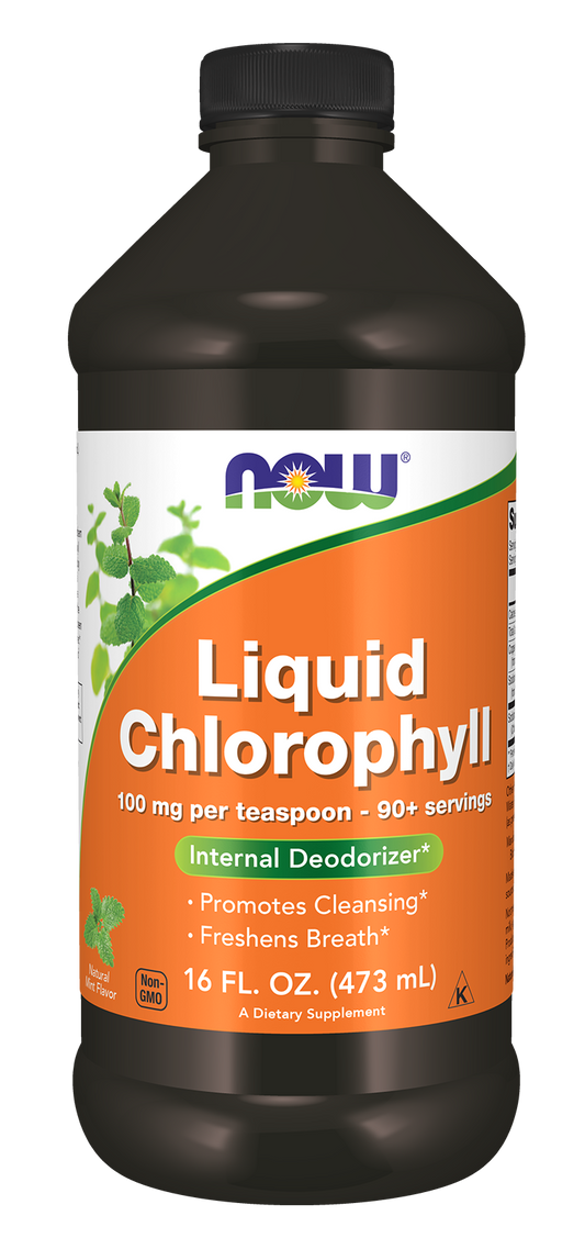 NOW Supplements, Liquid Chlorophyll, 100 mg per teaspoon Mint Flavor, 16 oz