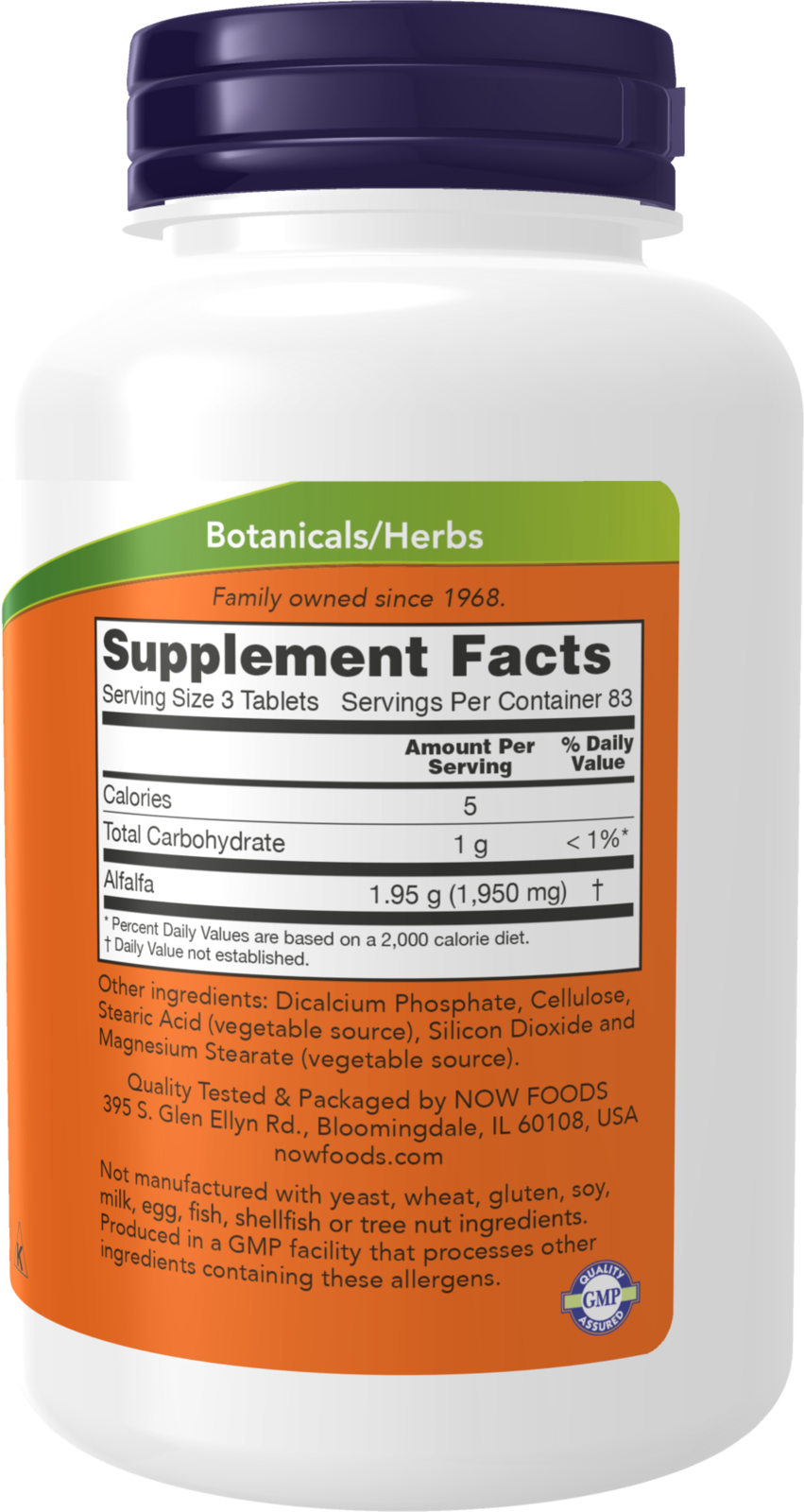 NOW Supplements, Alfalfa 650 mg, Super Green, 250 Tabs