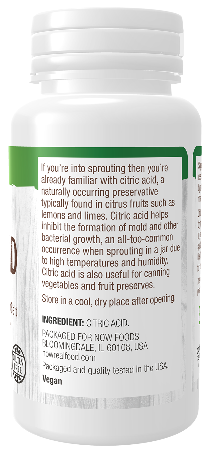 NOW Foods, Citric Acid, Sprouting Aid, Great Substitute for Salt, 4 oz