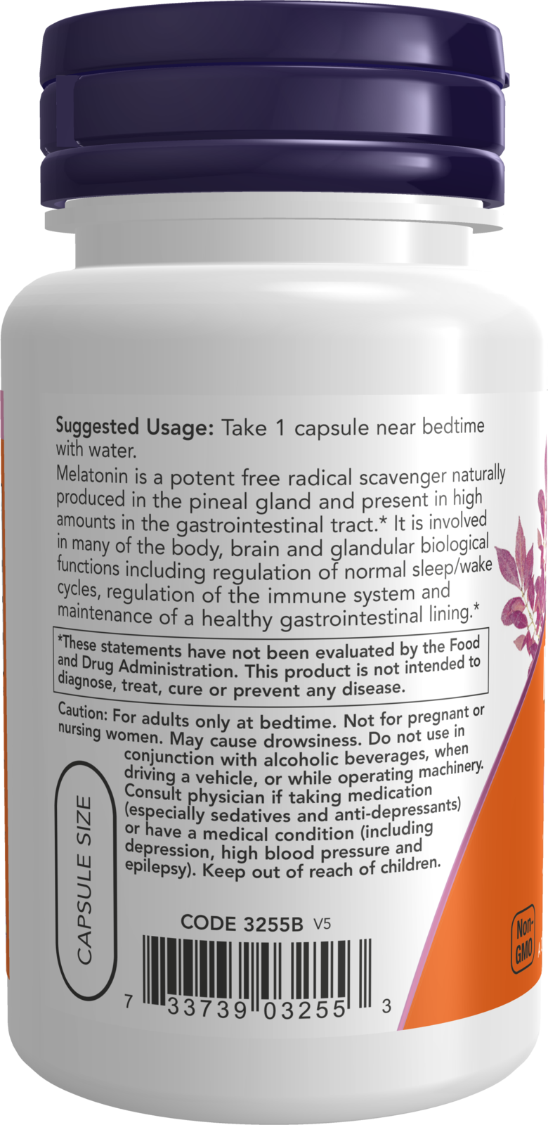 NOW Supplements, Melatonin 3 mg, Healthy Sleep Cycle*, 60 Veg Caps