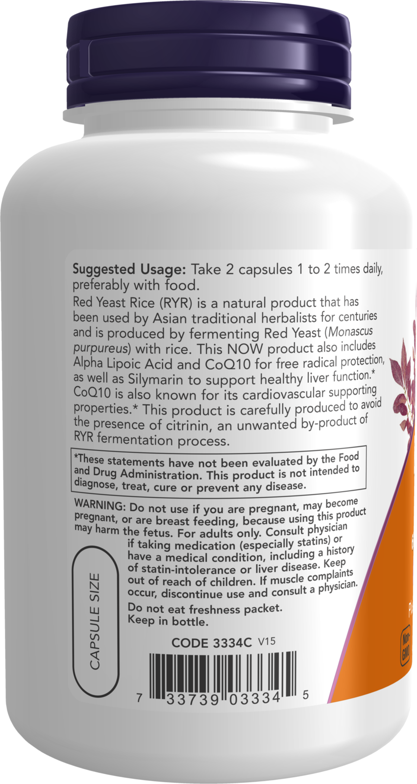 NOW Supplements, Red Yeast Rice with CoQ10, Milk Thistle, ALA, 120 Veg Caps
