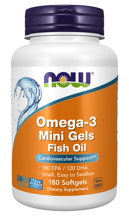 NOW Supplements, Omega-3 Mini Gels, Molecularly Distilled, 180 Softgels
