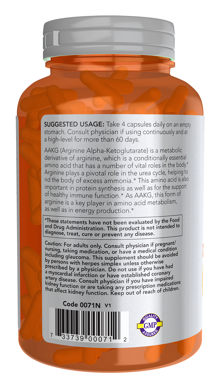 NOW Sports, AAKG 2200, Arginine, Energy Production*, 180 Veg Caps