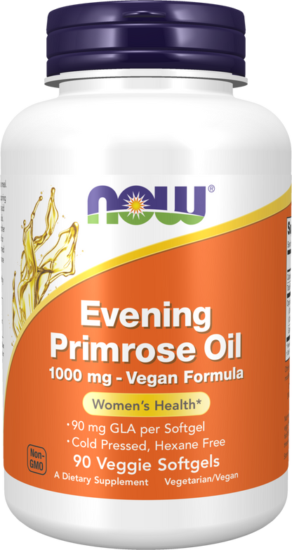 NOW Supplements, Evening Primrose Oil 1,000 mg with GLA, 90 Veg Softgels
