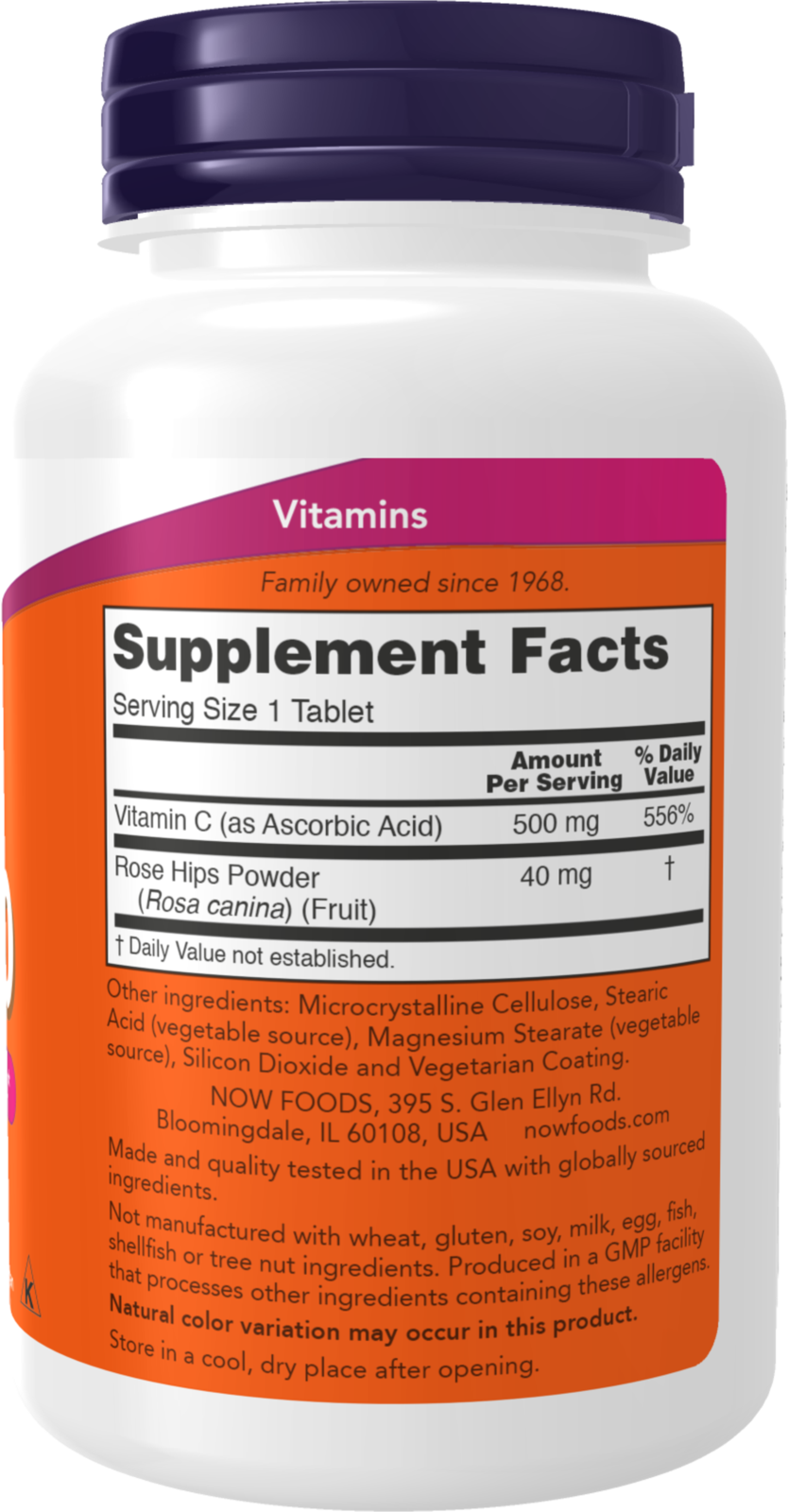 NOW Supplements, Vitamin C-500 with Rose Hips, 250 Tabs