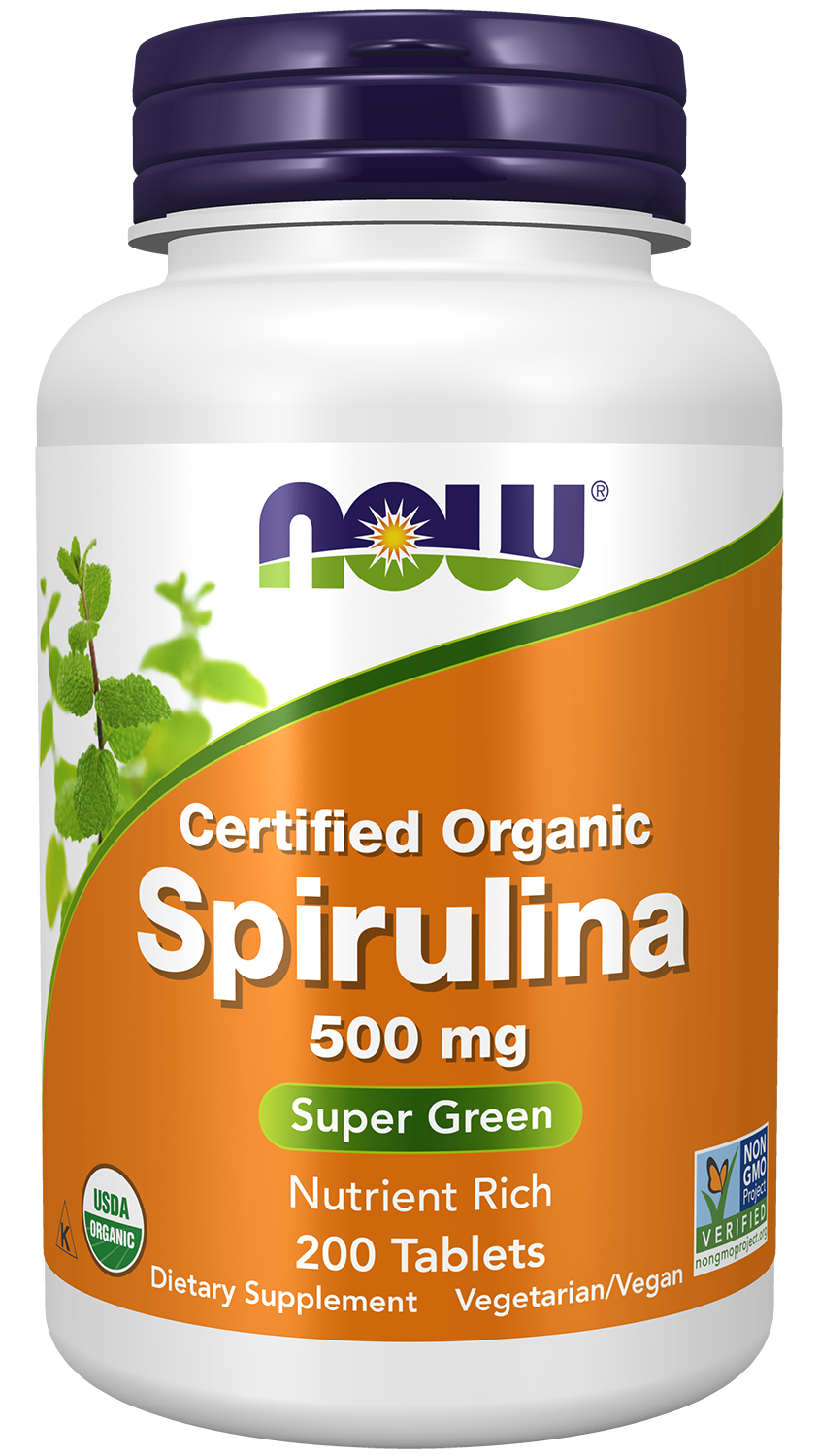NOW Supplements, Organic Spirulina 500 mg, 200 Tabs