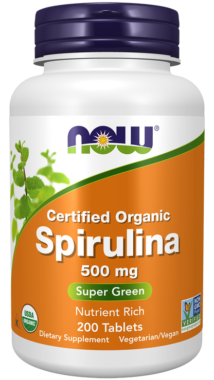 NOW Supplements, Organic Spirulina 500 mg, 200 Tabs