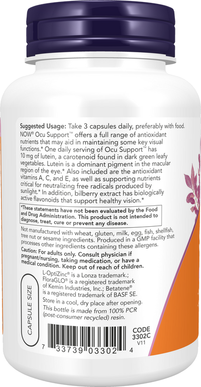 NOW Supplements, Ocu Support™ with FloraGLO® Lutein, 120 Veg Caps